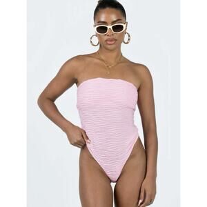 NWT Princess Polly Pink Makena Strapless Textured Bodysuit Women’s Size 12 NEW